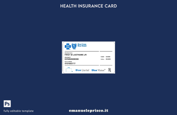 stile verificato Modello di tessera di assicurazione sanitaria USA Blue Cross Bl